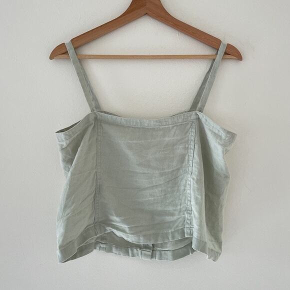 EVERLANE Light Green Linen Cami Tank Top / Sz 6 / Button Up / Boho / Minimal / - Picture 2 of 7